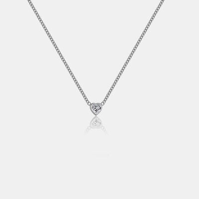 Heart Inlaid Zircon 925 Sterling Silver Necklace | Hypoallergenic - Allergy Friendly - Naturally Free