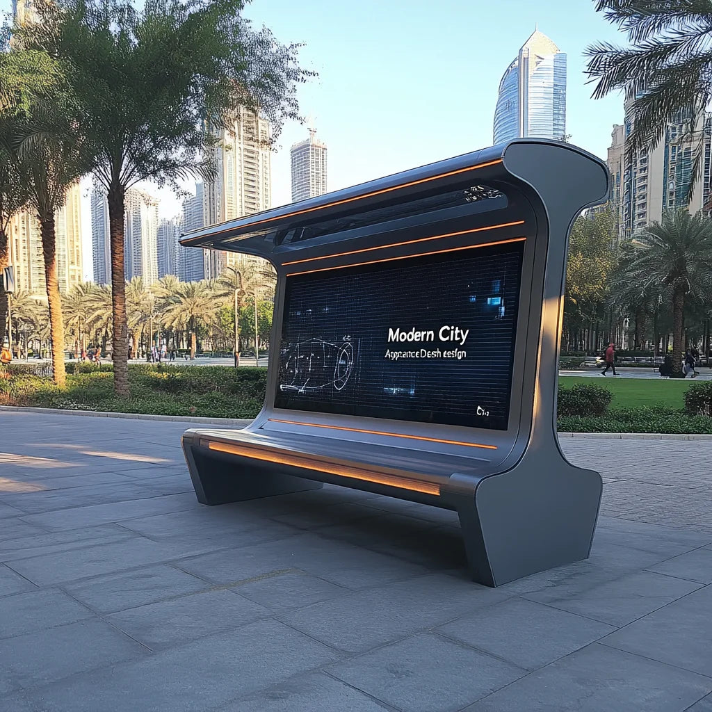 Smart Solar Bench for Outdoor Spaces with Solar Energy and Charging Capabilities