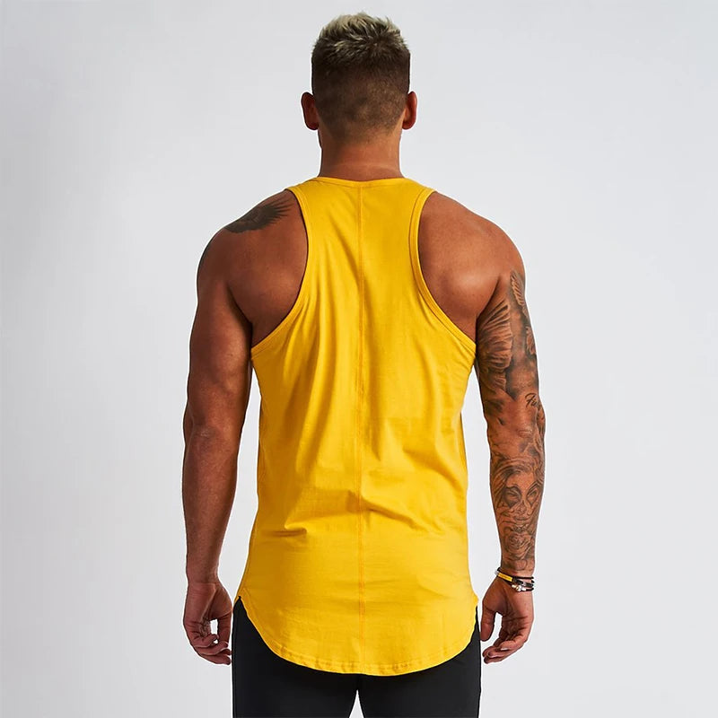 2019 Gyms Tank Tops Men Elastic Cotton Vest O-Neck Gyms Tank Top Men Sleeveless Shirts Muscle Men Fitness Tops