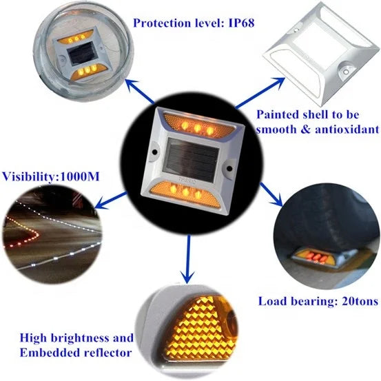 Solar aluminum reflective road stud safety road marker reflective road marking studs led reflector with high quality