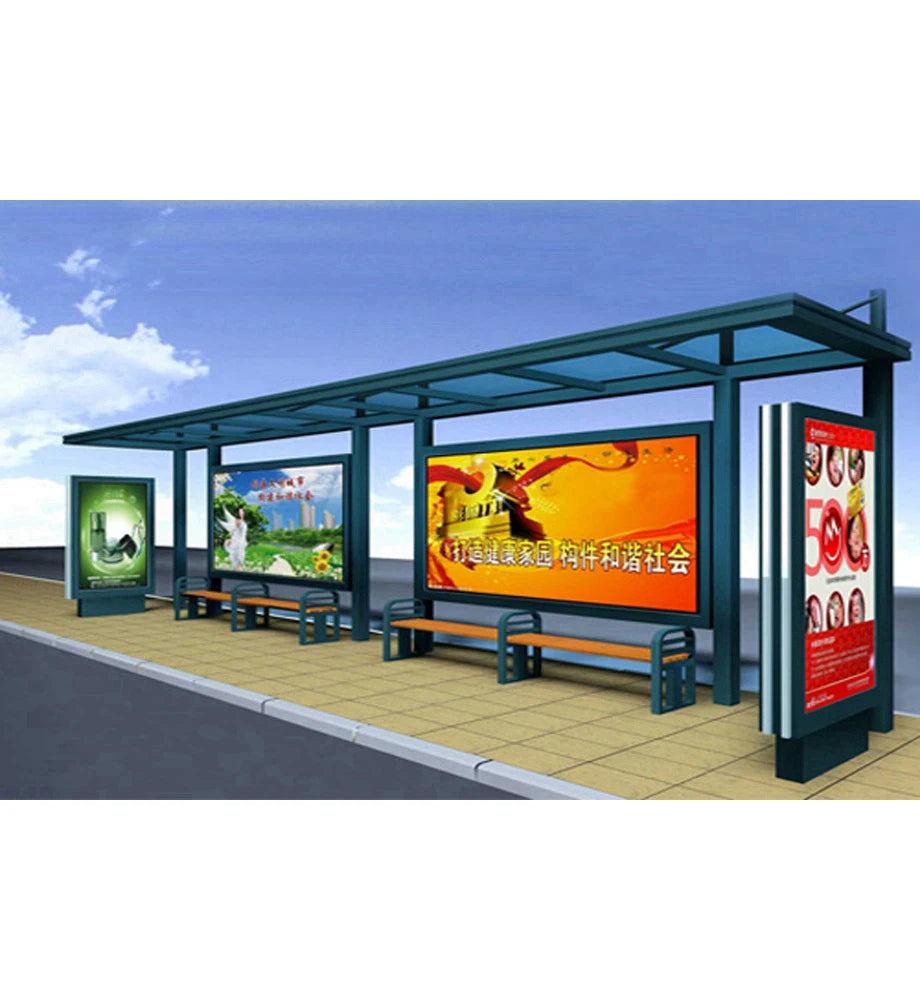 Intelligent Public Transportation System Solar Bus Shelter and Stainless Steel Metal Smart Bus Stop Design