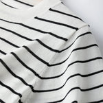 Icy Pathway Stripes Round Neck Mulberrry Silk Cotton Shirt | Hypoallergenic - Allergy Friendly - Naturally Free