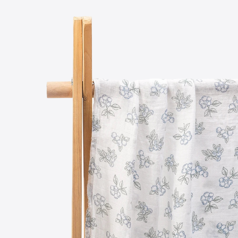 Indigo Blooms Swaddle Bamboo Cotton Baby Blanket | Hypoallergenic - Allergy Friendly - Naturally Free