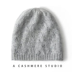 Ivory Meadow Knit Cashmere Womens Beanie Hat | Hypoallergenic - Allergy Friendly - Naturally Free