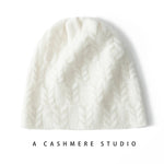 Ivory Meadow Knit Cashmere Womens Beanie Hat | Hypoallergenic - Allergy Friendly - Naturally Free