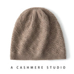 Ivory Meadow Knit Cashmere Womens Beanie Hat | Hypoallergenic - Allergy Friendly - Naturally Free