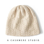 Ivory Meadow Knit Cashmere Womens Beanie Hat | Hypoallergenic - Allergy Friendly - Naturally Free