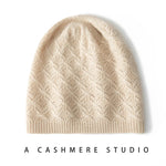 Ivory Meadow Knit Cashmere Womens Beanie Hat | Hypoallergenic - Allergy Friendly - Naturally Free