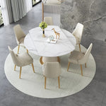 Ivory Meadow Rock Slab Round Dining Table | Hypoallergenic - Allergy Friendly - Naturally Free