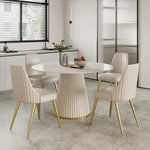 Ivory Meadow Rock Slab Round Dining Table | Hypoallergenic - Allergy Friendly - Naturally Free