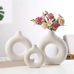 Ivory Modern Abstract Hollow Ceramic Vase | Hypoallergenic - Allergy Friendly - Naturally Free