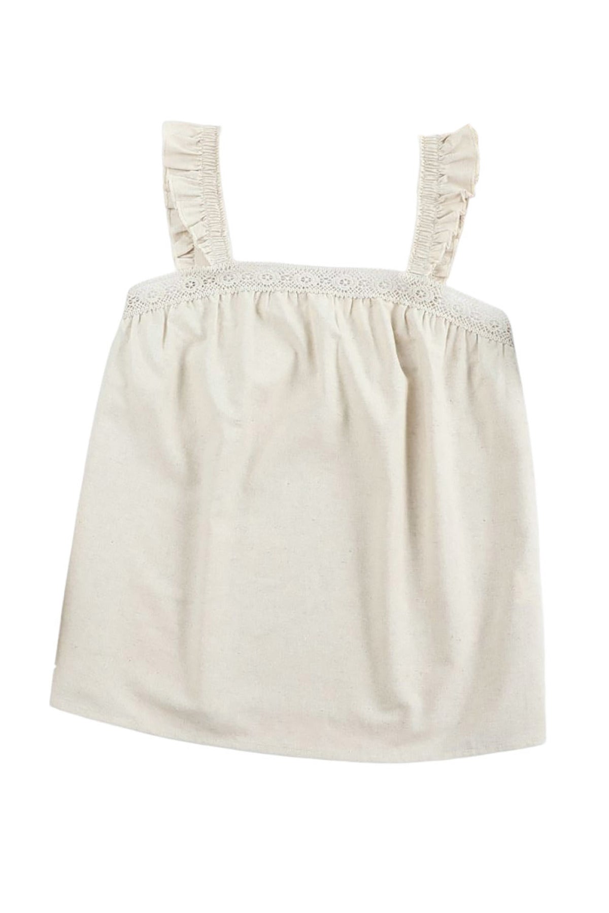 Ivory Rose Ruffle Straps Cotton Tank Top | Hypoallergenic - Allergy Friendly - Naturally Free
