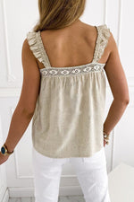 Ivory Rose Ruffle Straps Cotton Tank Top | Hypoallergenic - Allergy Friendly - Naturally Free