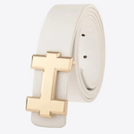 Ivory Sands Gold Buckle Vegan Leather Belt | Hypoallergenic - Allergy Friendly - Naturally Free