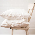 Ivory Snow 2Pcs Ribbon 100% Linen Pillowcase | Hypoallergenic - Allergy Friendly - Naturally Free