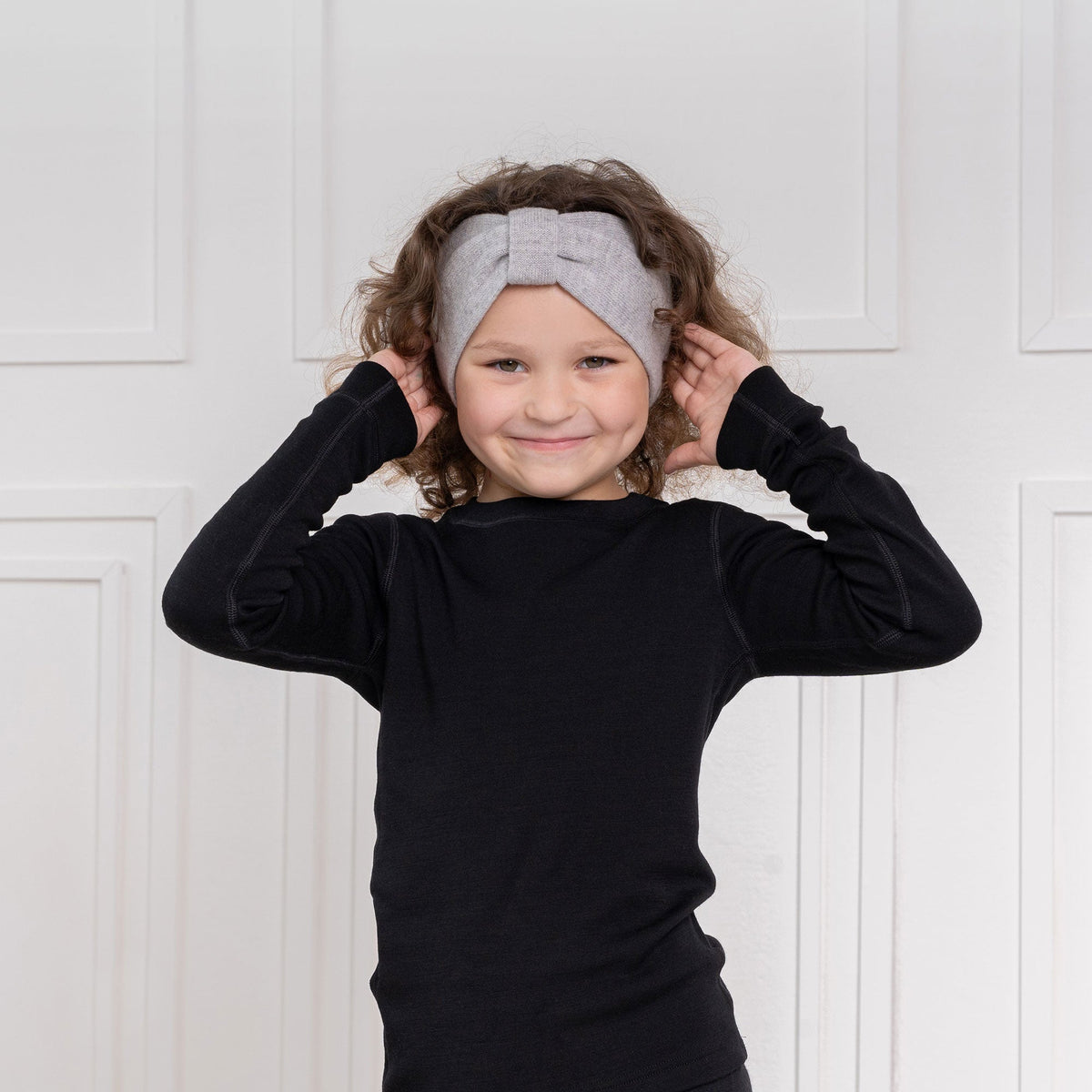 MENIQUE Knit Girls Headband with Ribbon Cashmere Blend