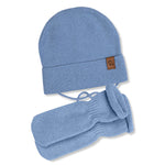 MENIQUE Baby Knit Beanie with Strings & Mittens 2-Piece