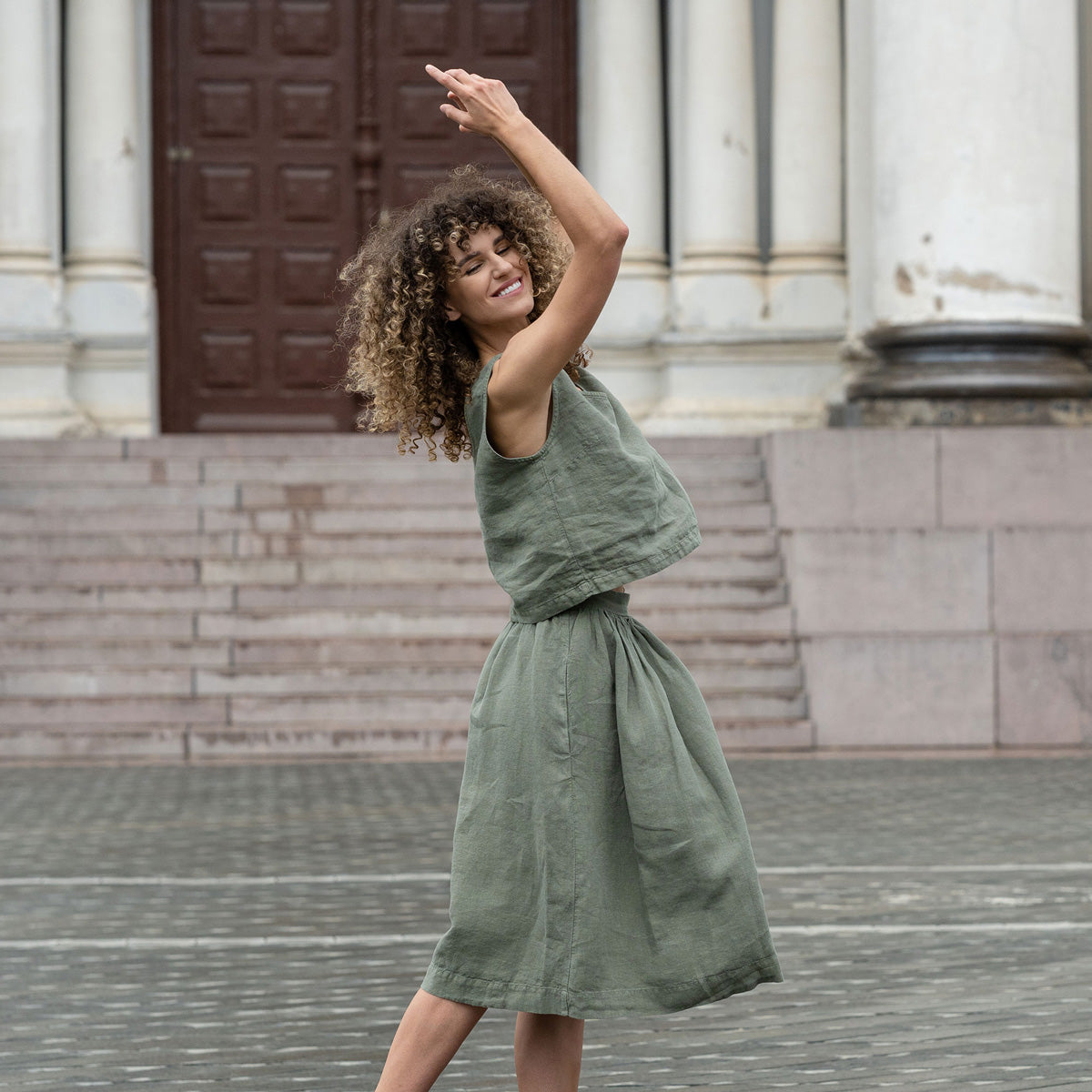 MENIQUE Midi Skirt Sophia Stone Green