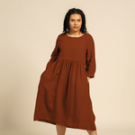 MENIQUE Smock Dress Lucy Almond Brown