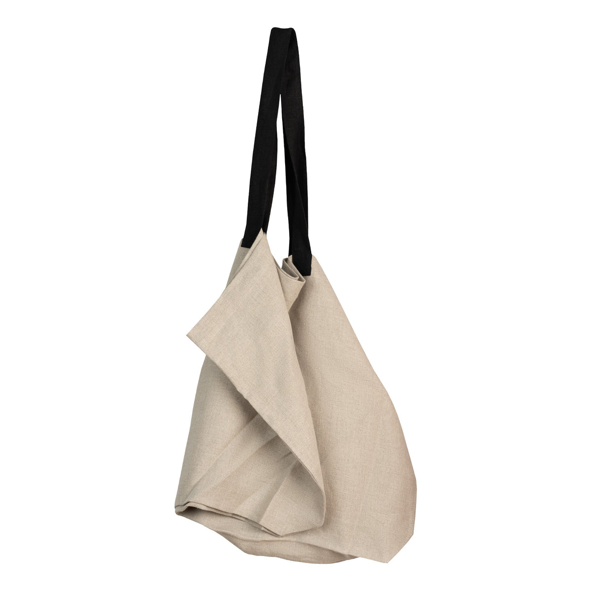 MENIQUE 100% Linen Tote Bag with Black Handles