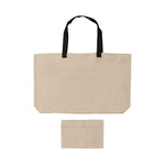 MENIQUE 100% Linen Tote Bag with Black Handles