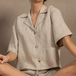 MENIQUE 100% Linen Short Pajama 2-Piece Set