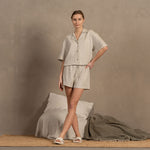 MENIQUE 100% Linen Short Pajama 2-Piece Set