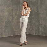 MENIQUE 100% Linen Vest & Wide Leg Pants 2-Piece