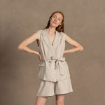 MENIQUE 100% Linen Trench Vest Erica