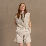 MENIQUE 100% Linen Trench Vest Erica