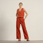 MENIQUE 100% Linen Vest & Wide Leg Pants 2-Piece