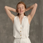 MENIQUE 100% Linen Vest & Wide Leg Pants 2-Piece