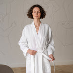 MENIQUE Women's 100% Linen Bath Robe