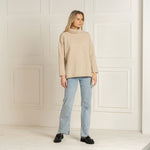 MENIQUE Knit Merino Turtleneck Sweater Vienna Creamy Beige