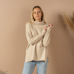 MENIQUE Knit Merino Turtleneck Sweater Vienna Creamy Beige