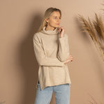 MENIQUE Knit Merino Turtleneck Sweater Vienna Creamy Beige