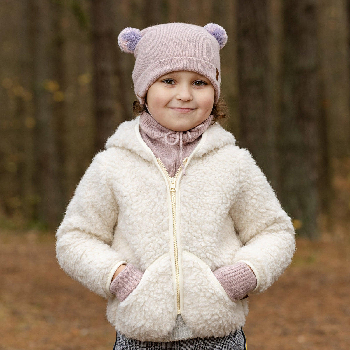 MENIQUE Fleece Hooded Jacket Natural