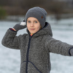 MENIQUE Fleece Hooded Jacket Dark Gray