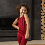 MENIQUE 100% Merino Wool Kids Tank Top & Bottom 2-Piece Royal Cherry