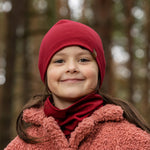 MENIQUE 100% Merino Wool Kids Beanie Royal cherry