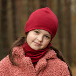 MENIQUE 100% Merino Wool Kids Beanie Royal cherry