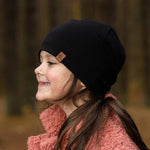 MENIQUE 100% Merino Wool Kids Beanie Black