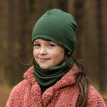 MENIQUE 100% Merino Wool Kids Beanie Dark green