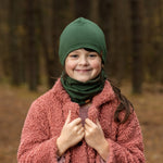 MENIQUE 100% Merino Wool Kids Beanie Dark green