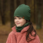 MENIQUE 100% Merino Wool Kids Beanie Dark green