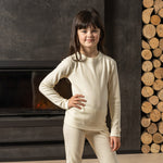 MENIQUE Long Sleeve Crew 100% Merino Wool Kids Shirt Natural