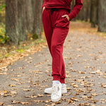 MENIQUE 100% Merino Wool Womens Sweatpants Royal Cherry