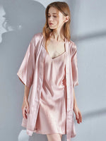 Magnolia Blush 16MM 100% Mulberry Silk Womens Robe | Hypoallergenic - Allergy Friendly - Naturally Free