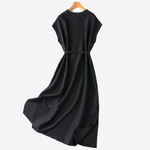 Midnight Party V-Neck 100% Mulberry Silk Midi Dress | Hypoallergenic - Allergy Friendly - Naturally Free