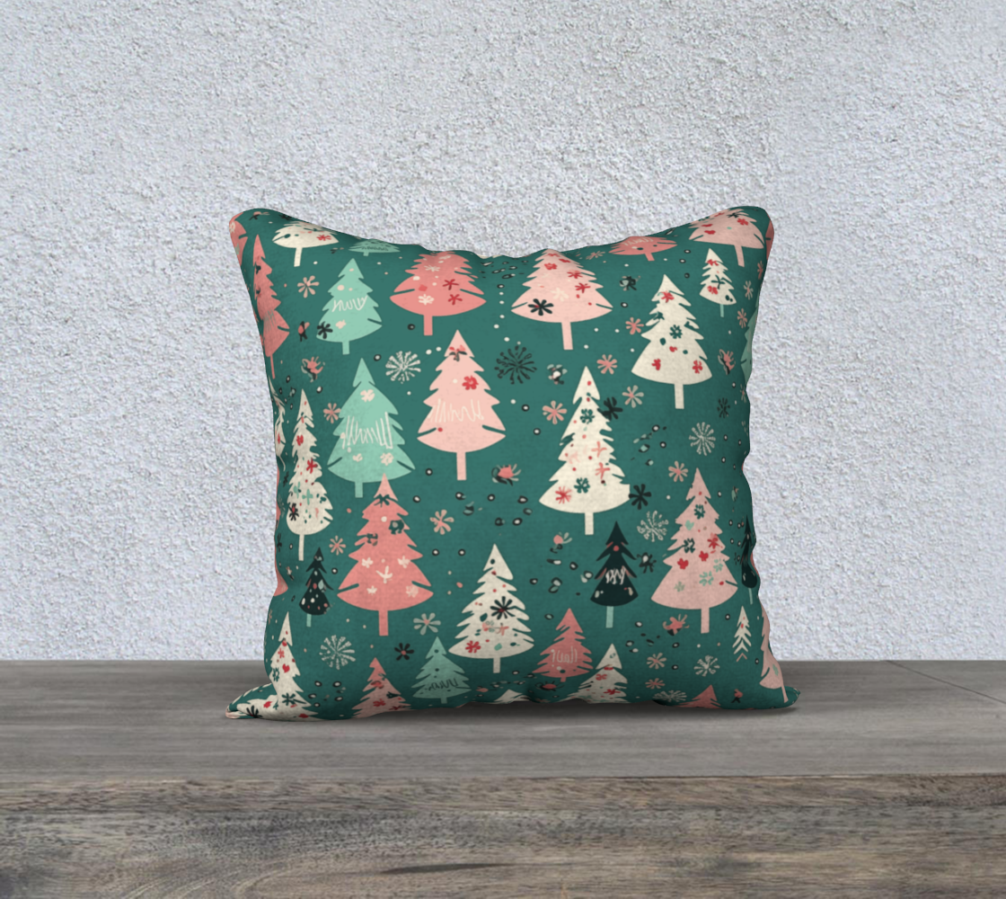 Mint Winter Trees Throw Pillow Cover | Hypoallergenic - Allergy Friendly - Naturally Free
